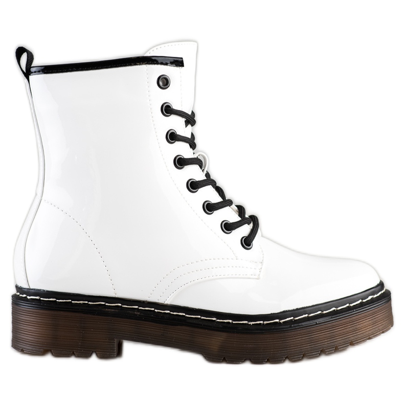 SHELOVET Cizme Muncitoare Albe Cu Blană