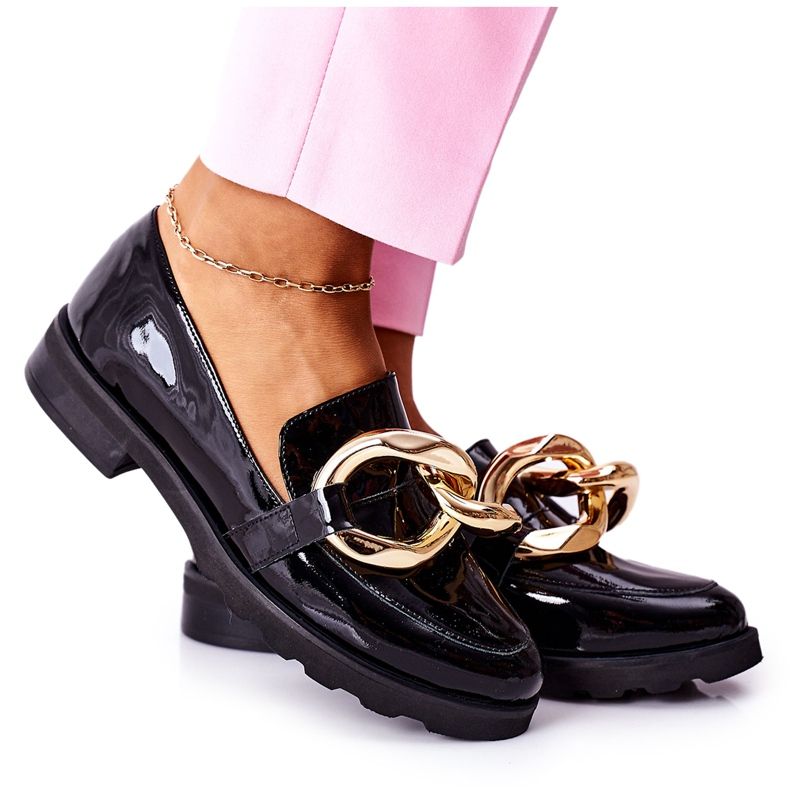 Pantofi din piele Nicole Lacuit Negru 2665