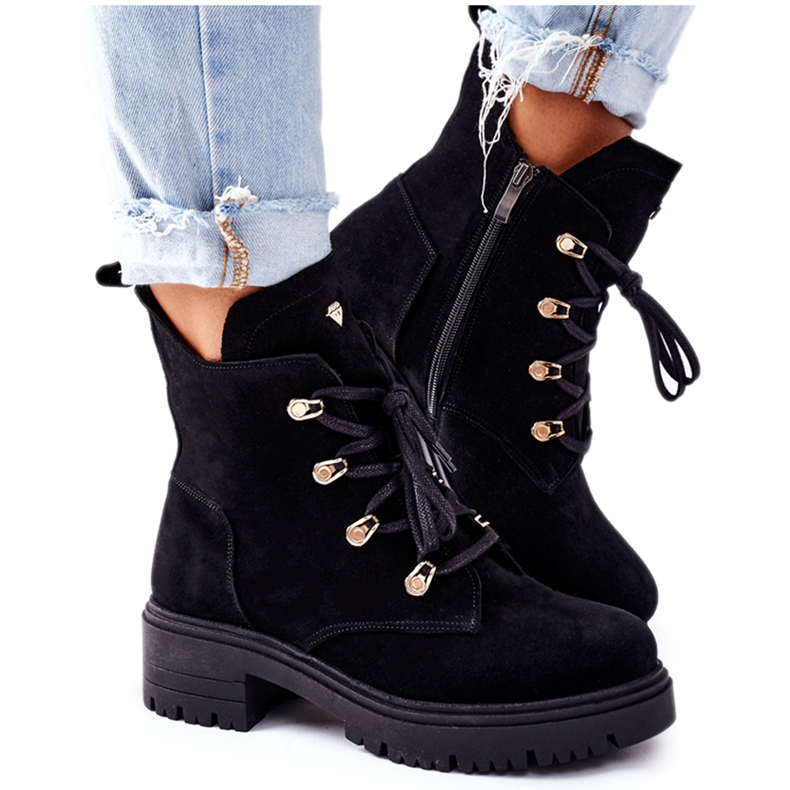 Cizme de damă din piele neagră Nicole 2674 negru