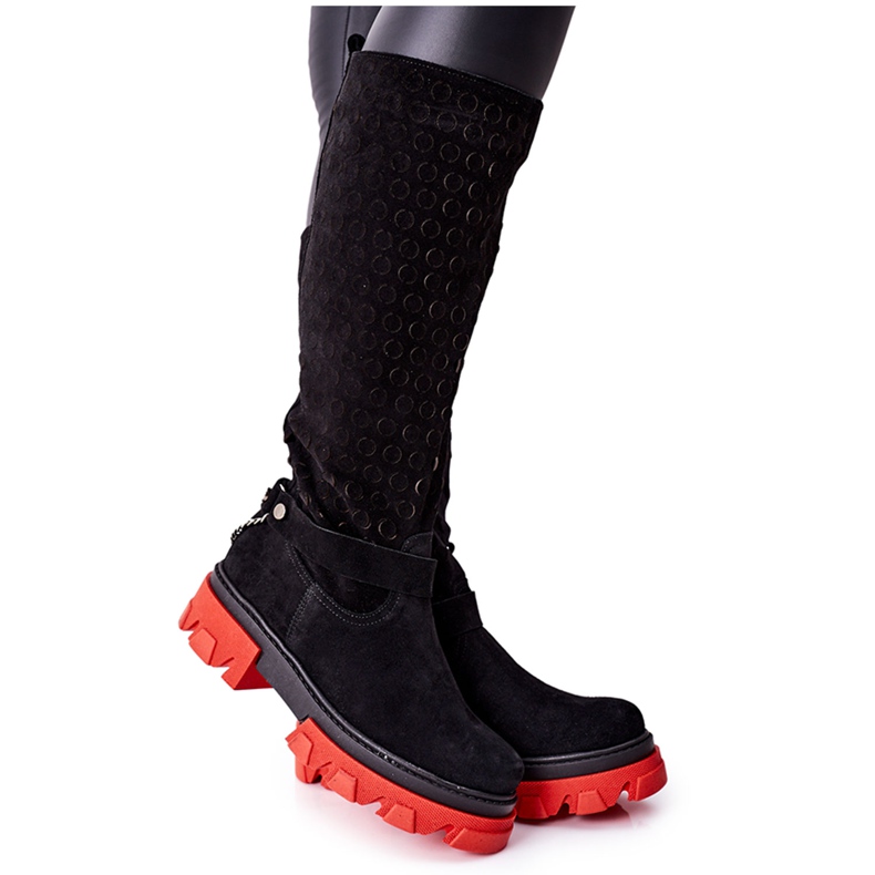 Lewski Shoes Cizme de piele pentru femei Lewski Suede negru 2866