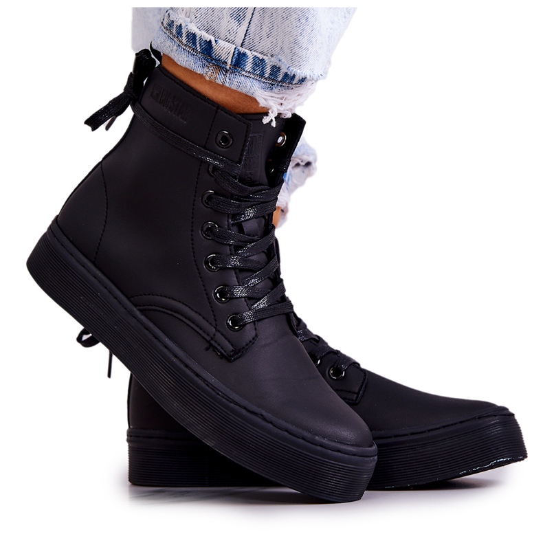 Adidași înalte pentru femei Big Star II274096 Negru