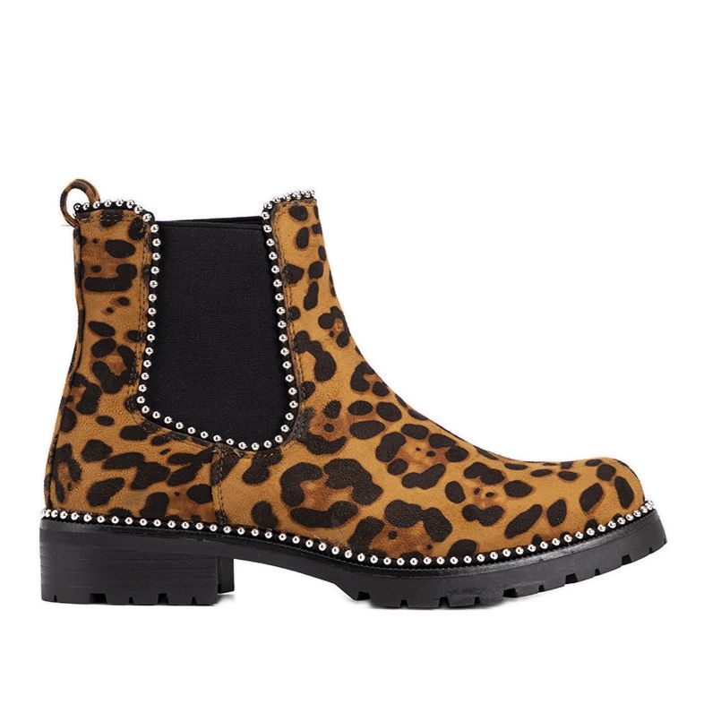 Cizme maro cu model leopard Patty negru Cizme maro cu model leopard Patty negru