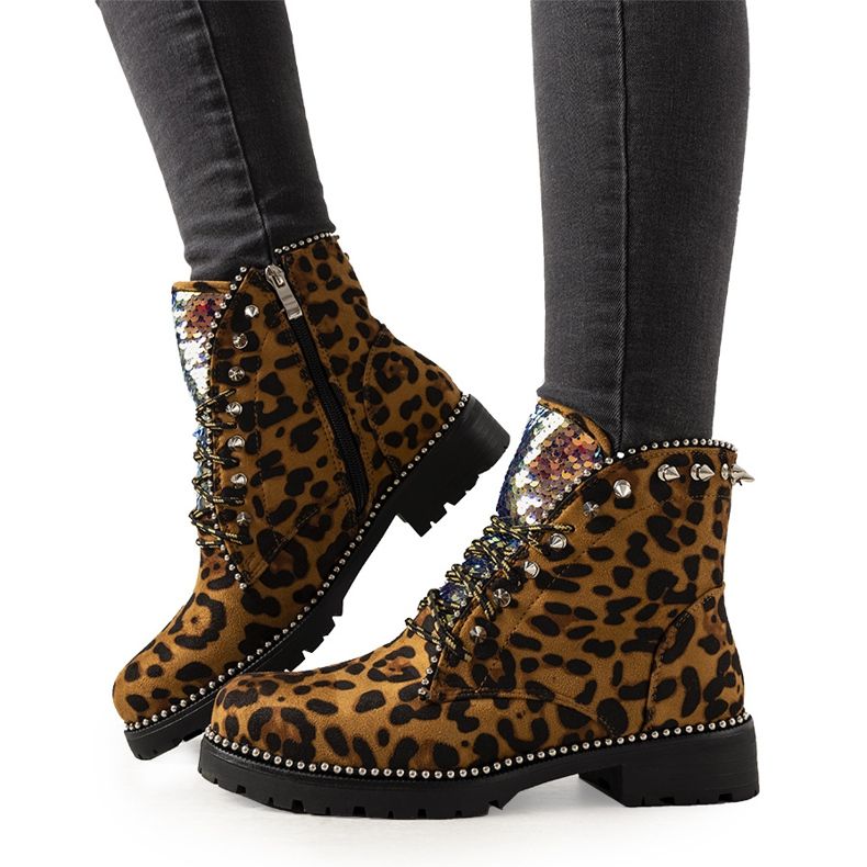 Cizme maro în model leopard Edesa negru Cizme maro în model leopard Edesa negru