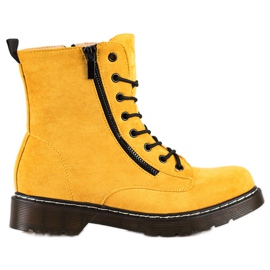 SHELOVET Trappere galbene cu fermoar decorativ