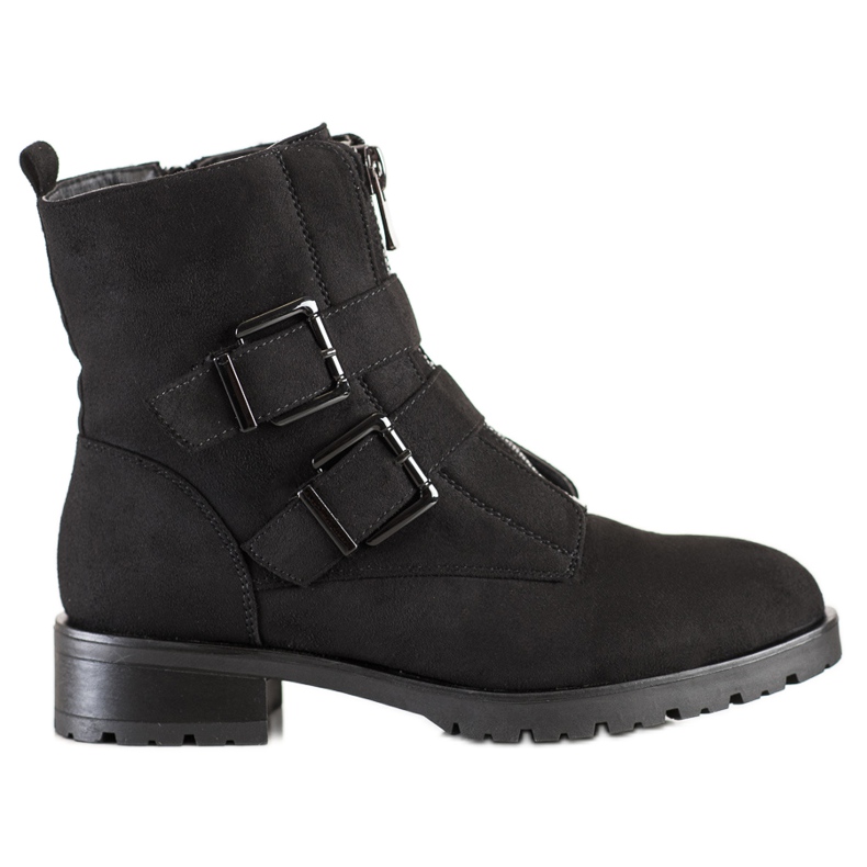 Cm Paris Muncitori din piele de căprioară cu catarame negru