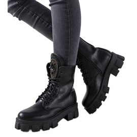 Trappers negri cu limba decorativă de romaine negru