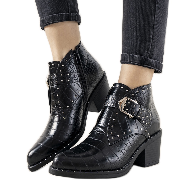 Ghete negre cu cataramă Montiana negru Ghete negre cu cataramă Montiana negru