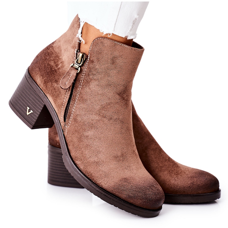 Vinceza Cizme de damă piele întoarsă bej Bellarena maro