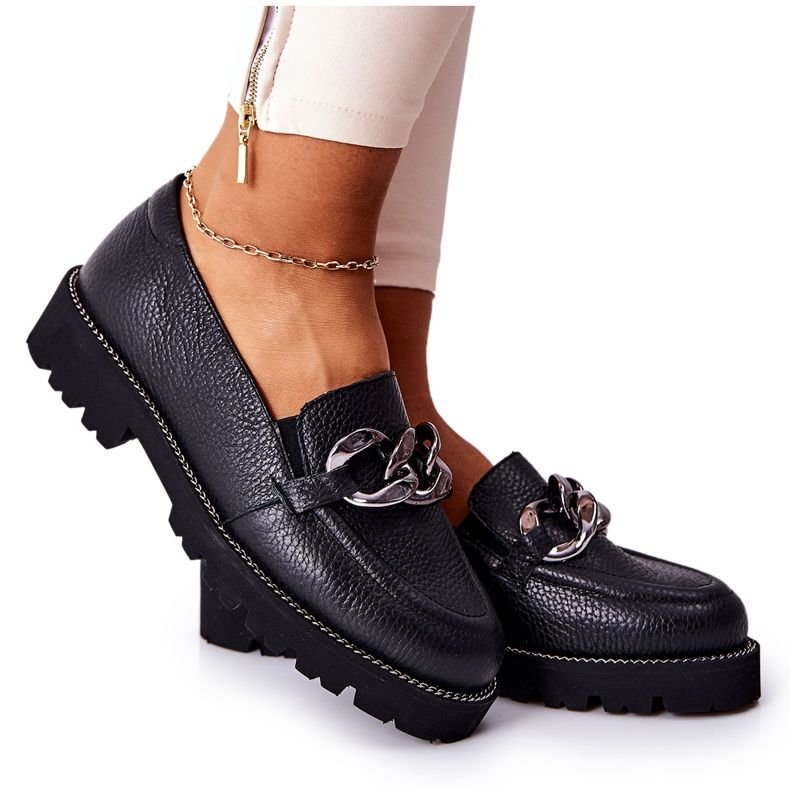 Nicole Mocasini de damă din piele negru Sthonto