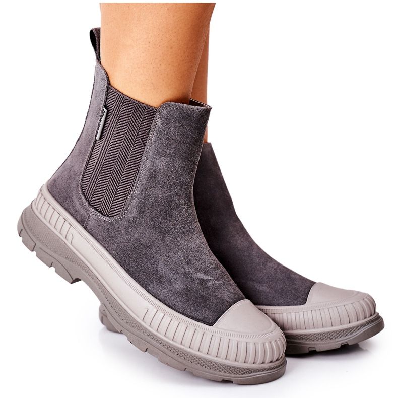 Cizme de damă Cizme Chelsea Piele Piele Întoarsă Big Star II274353 Gri