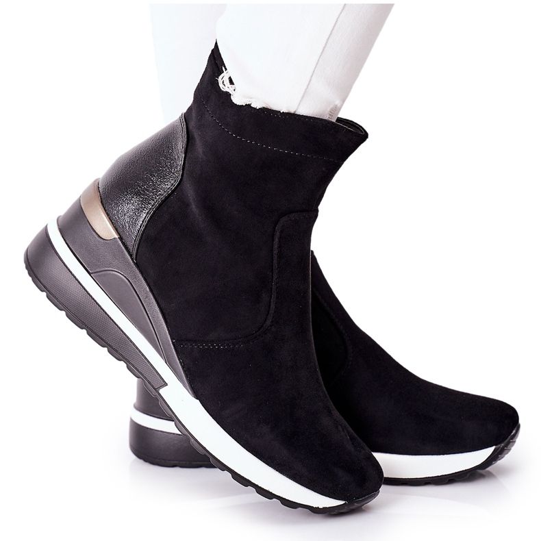 Vinceza Cizme de damă pe o pană Black Greenfort negru