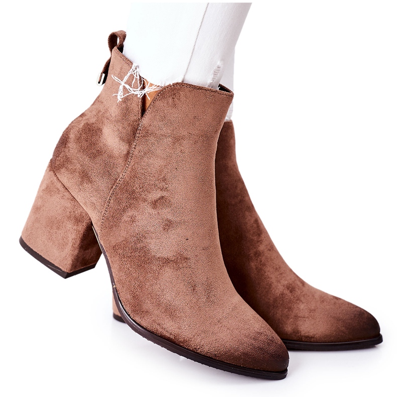 Vinceza Cizme de damă cu toc piele de căprioară bej bej Carrick