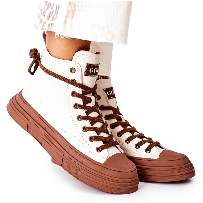 Adidași pentru femei cu izolație înaltă GOE II2N4034 Alb maro