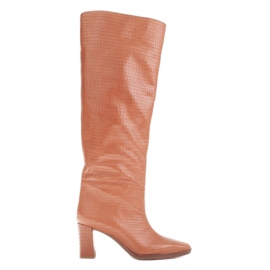 Marco Shoes Cizme cu toc pentru un vițel lat maro Marco Shoes Cizme cu toc pentru un vițel lat maro