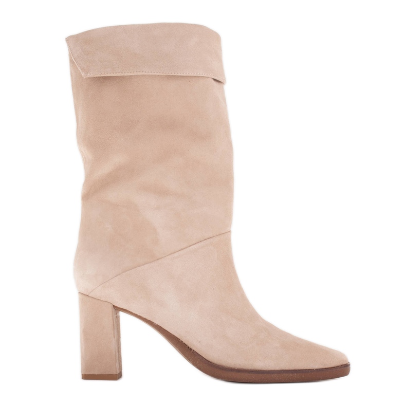 Marco Shoes Cizme cu toc înalt, cu guler întoars bej