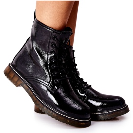 PE1 Ghete de muncitor lăcuite pe un stoc negru PE1 Ghete de muncitor lăcuite pe un stoc negru