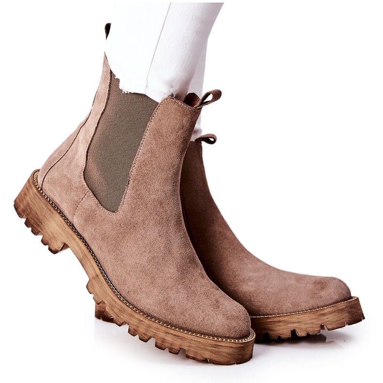 Ghete din piele Cizme Jodhpur Nicole Brown Brace maro