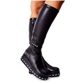 Cizme Maciejka din piele pe platformă negru 05293-01 Cizme Maciejka din piele pe platformă negru 05293-01