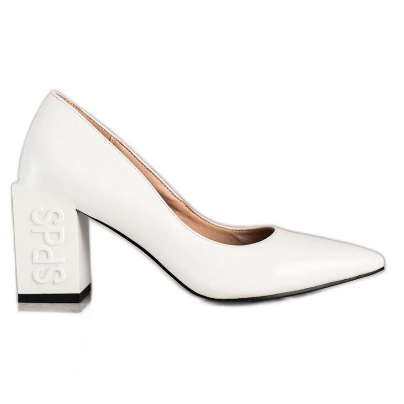 S. BARSKI Pompe cu toc pătrat S.BARSKI alb