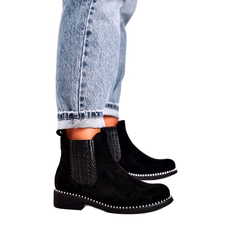 Ghete de damă Cizme Jodhpur Suede Black Meagan negru