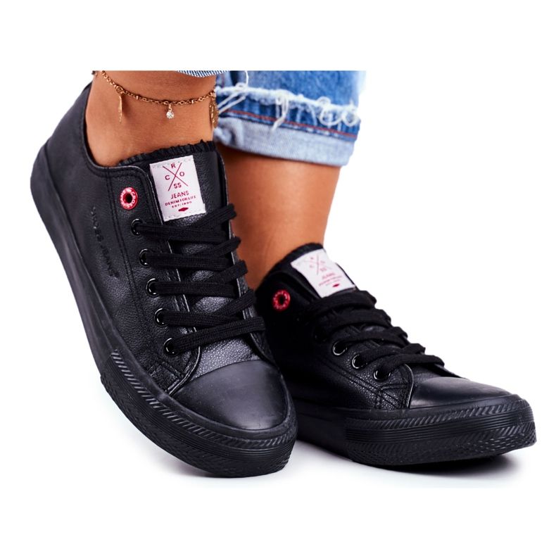 Cross Jeans Pantofi de damă cu blugi încrucișați din piele ecologică neagră DD2R4029CFW20 negru