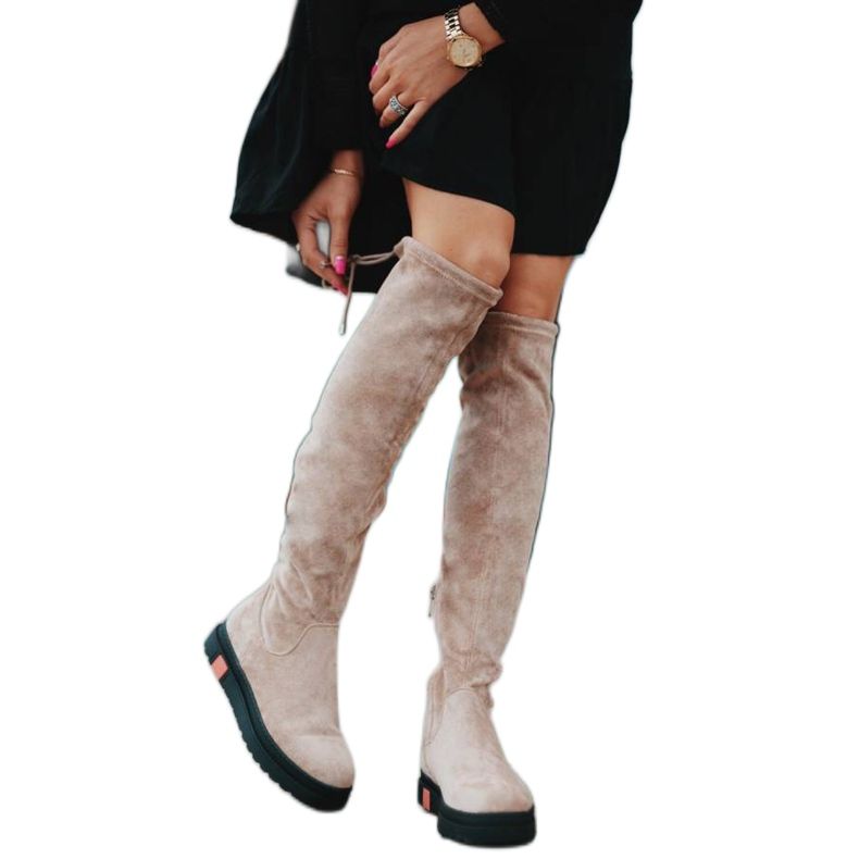 Cizme plate bej decorate Lia