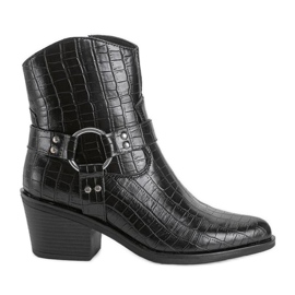 Cizme de cowboy negre cu model crocodil Lav negru Cizme de cowboy negre cu model crocodil Lav negru