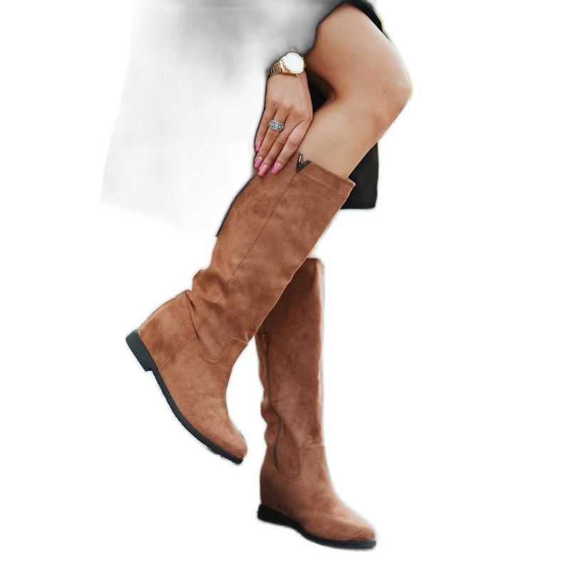 Cizme de cămilă cu toc de pană Nana maro Cizme de cămilă cu toc de pană Nana maro