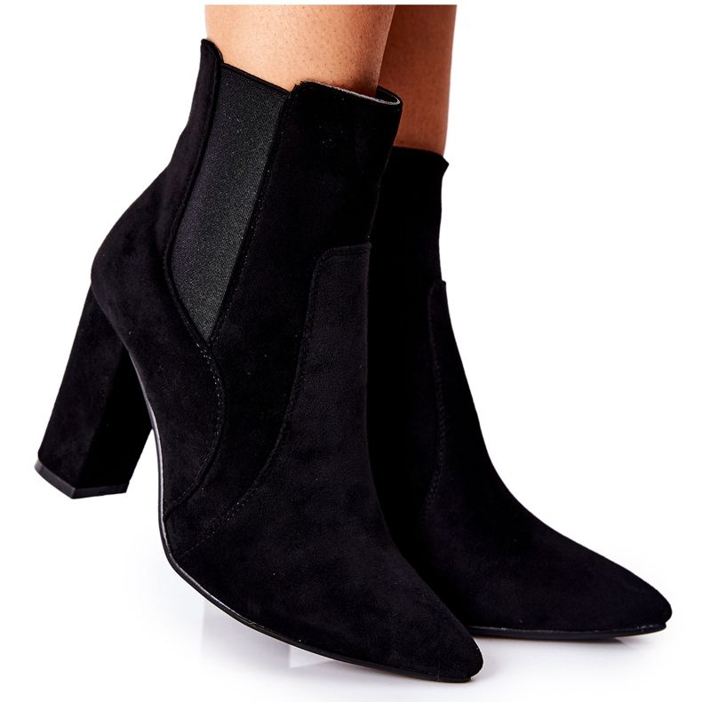 PG1 Cizme de piele de damă pe toc negru Kastren