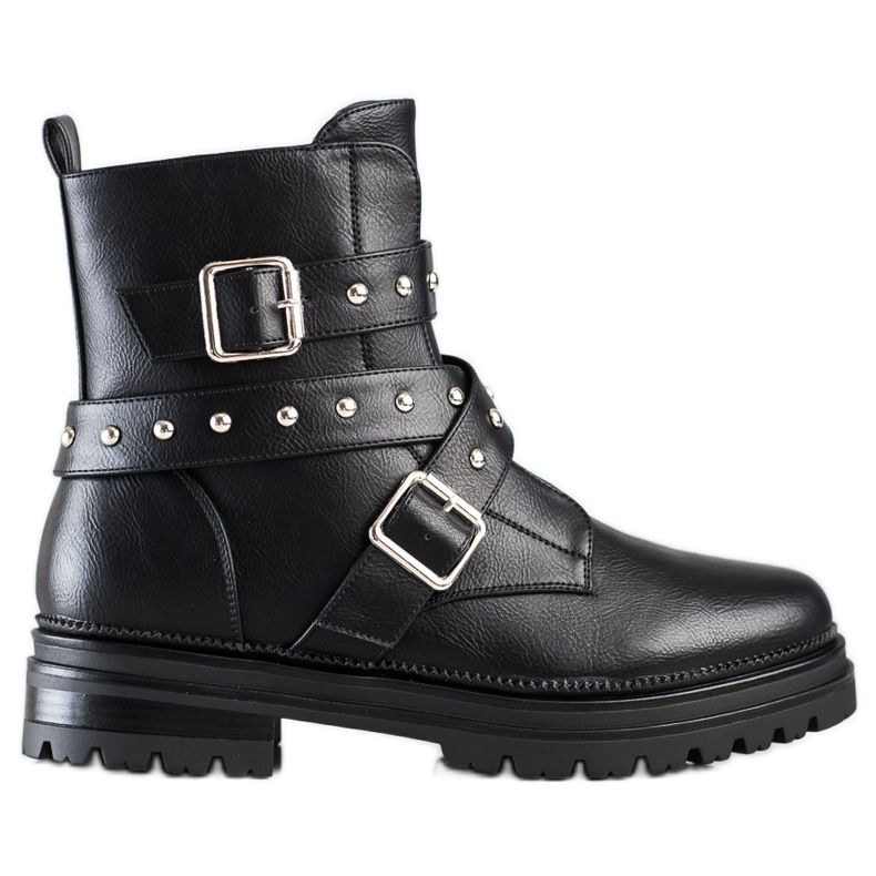 Bestelle Cizme de muncitor cu pietre de stras negru