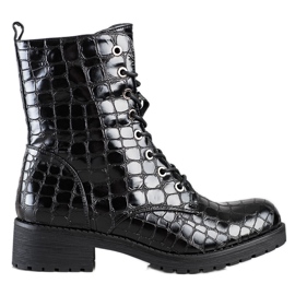 SHELOVET Cizme Trapper cu dantelă negru SHELOVET Cizme Trapper cu dantelă negru