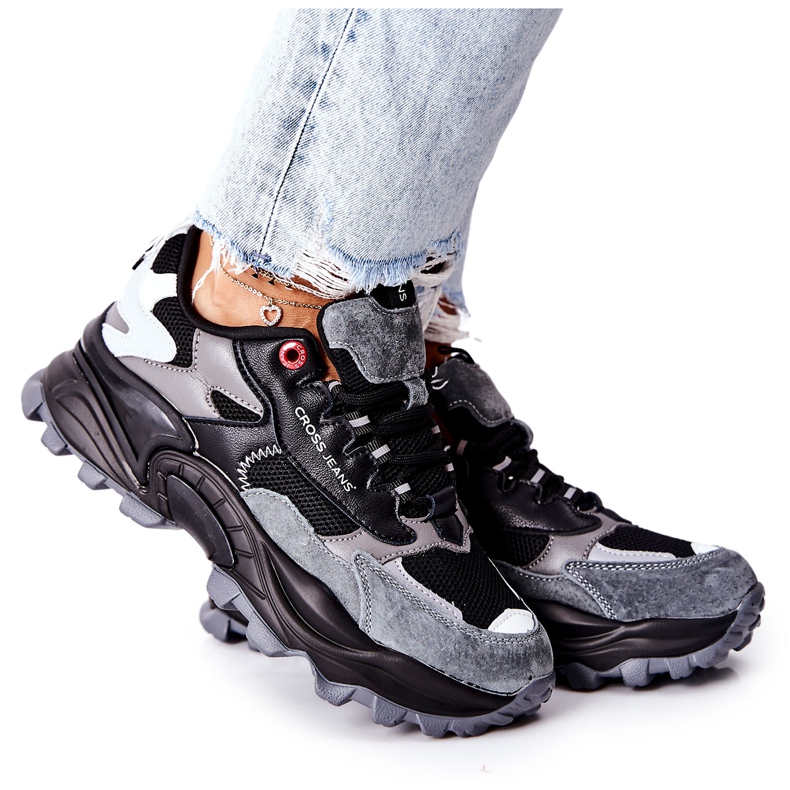 Pantofi sport pentru femei Cross Jeans Black Grey II2R4019C negru gri