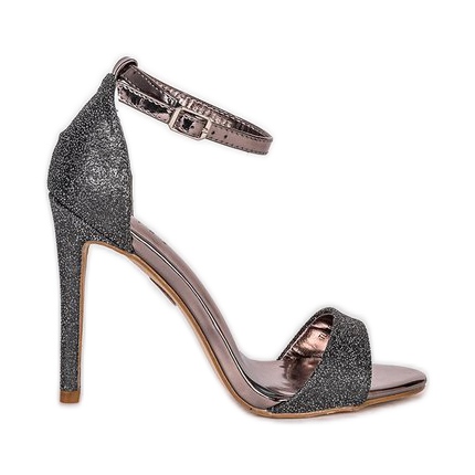 Sandale din grafit pe un toc stilț prețios negru multicolor