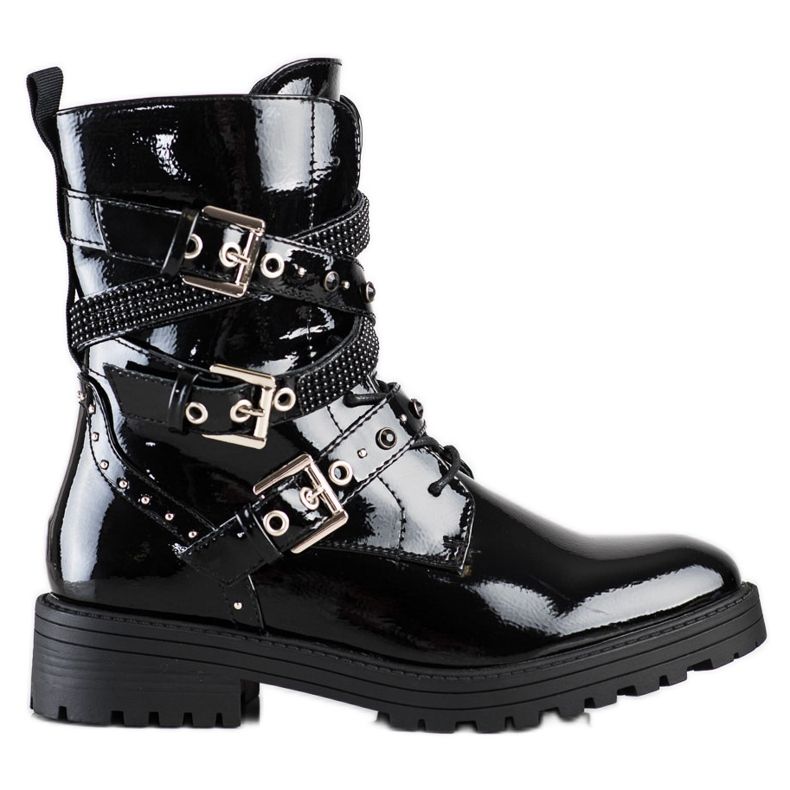 Erynn Muncitori negri cu catarame decorative negru