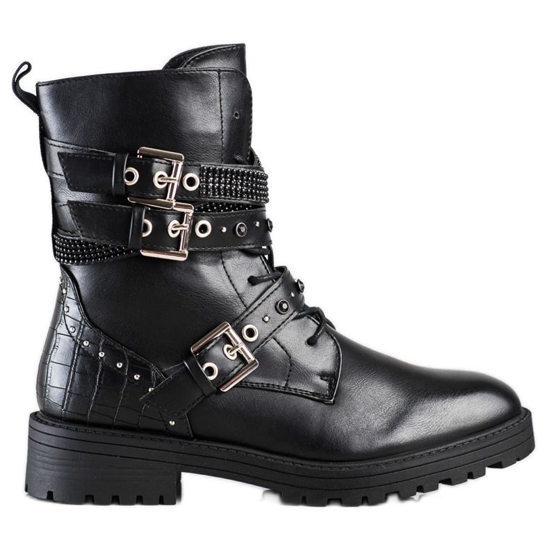 Erynn Muncitori negri cu catarame decorative negru