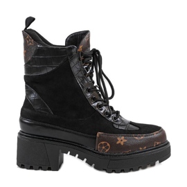 Genți negre cu inserții maro negru