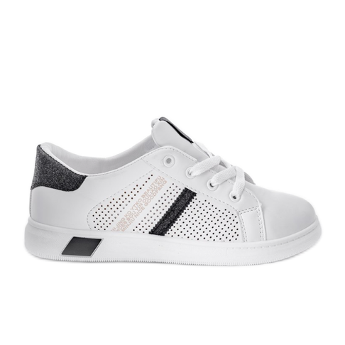 Pantofi sport Betsy cu sclipici negru alb