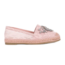 Espadrile roz cu zirconiu cubic Lordly