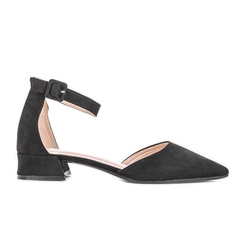 Balerini negri cu decupaje din catifea neagră negru