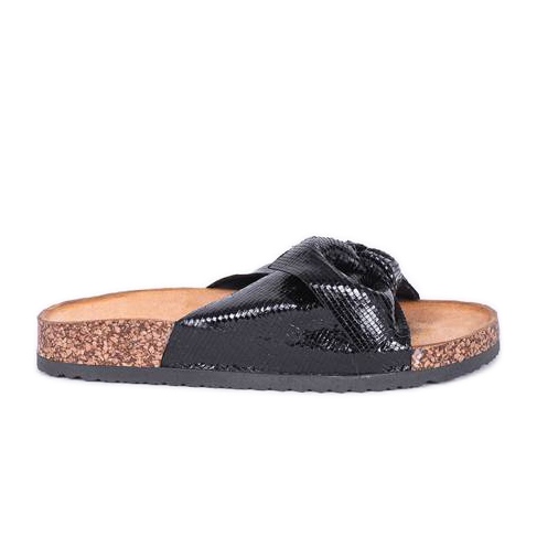 Papuci Cher negri strălucitori negru