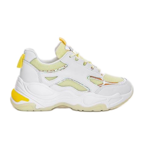 Adidași albi cu talpă groasă de la Big Fun galben