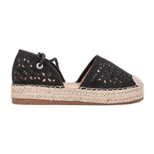Espadrile deschise negre Peekaboo negru