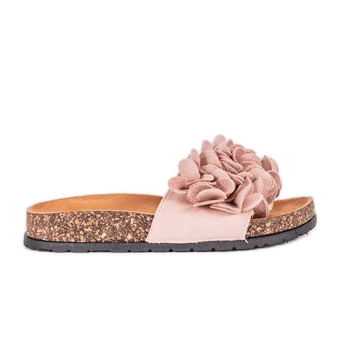 Papuci roz Esperanza cu flori