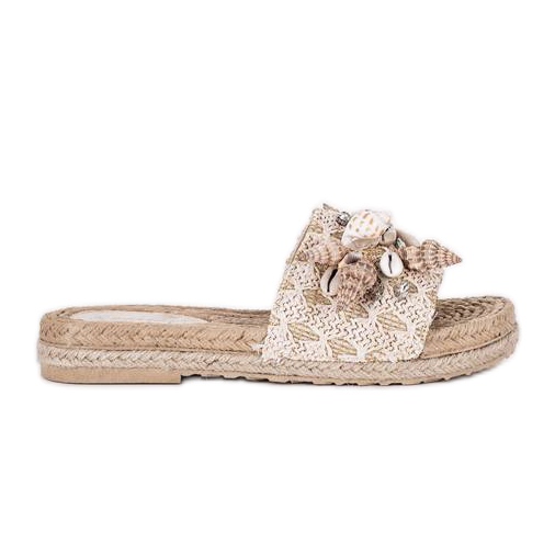 Flip-flops crem Sea Side cu cochilii bej