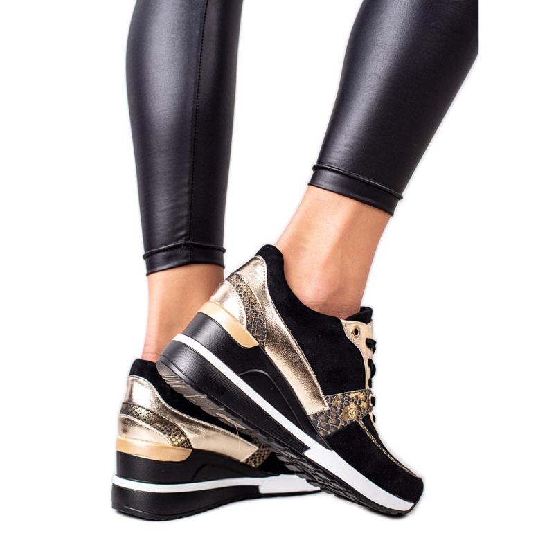 Adidași negri și aurii VINCEZA negru de aur