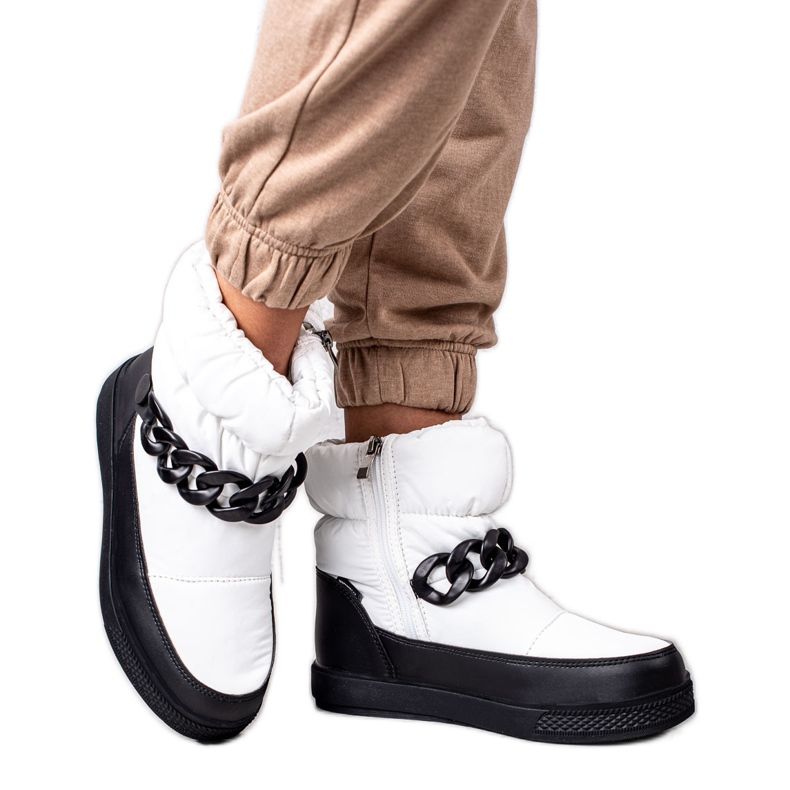 S. BARSKI Ghete de zăpadă cu lanț S.BARSKI alb negru S. BARSKI Ghete de zăpadă cu lanț S.BARSKI alb negru