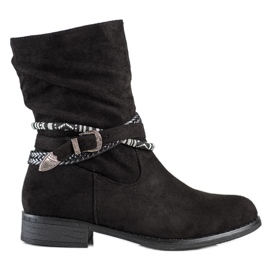 Anesia Paris Ghete din piele intoarsa cu dungi decorative negru Anesia Paris Ghete din piele intoarsa cu dungi decorative negru