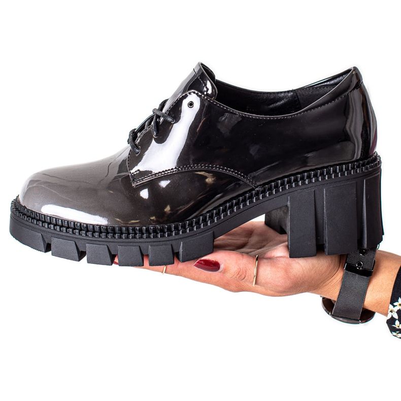 S. BARSKI Pantofi lăcuți S.BARSKI negru gri