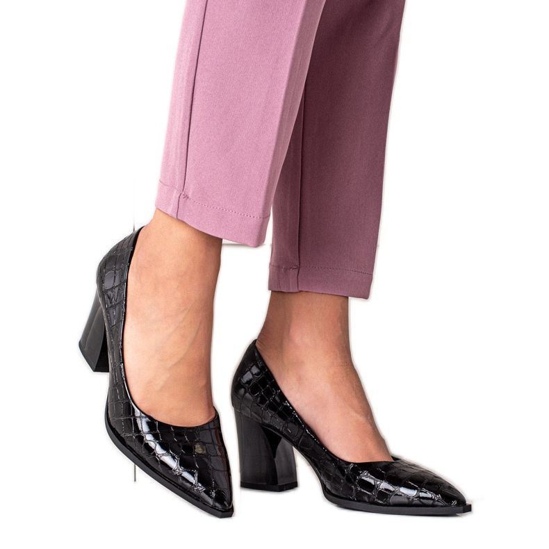 S. BARSKI Pompe cu piele ecologică S.BARSKI negru