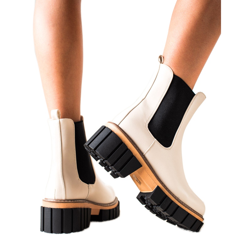 Seastar Cizme Chelsea pe platforma modei bej negru Seastar Cizme Chelsea pe platforma modei bej negru